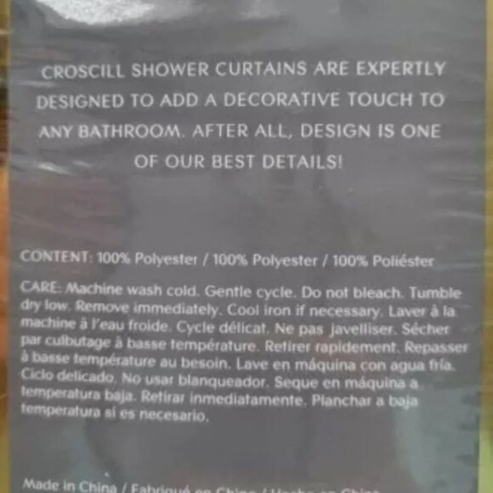 Croscill Fairfax Fabric‎ Shower Curtain Black/Gray 72